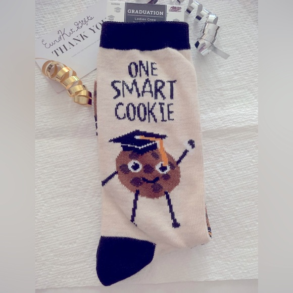 None Accessories - Socks Crew Funny, Unisex, NEW Gift for Graduate student honor “Smart Cookie”